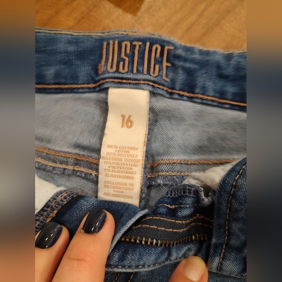 2 Pair Of Justice Light Blue Denim Shorts Sz 16 - Picture 4 of 4